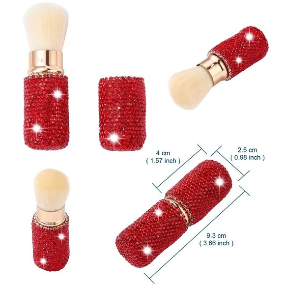 NEW Sparkling Crystal Rhinestone Bling Red Stocking Stuffers Makeup Brus… - Picture 5 of 9